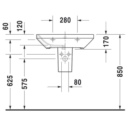 Duravit Durastyle Wastafel - 65x44cm - met 1 kraangat - met overloop - wit SW54093