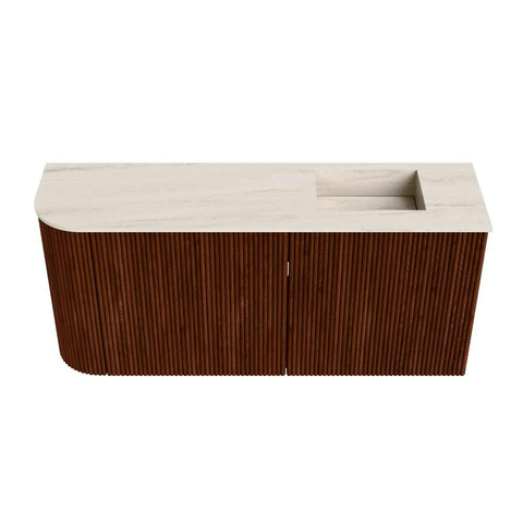 Mondiaz JOYA-DLUX 91.6cm toiletmeubel - ronding links kleur Ruby - Wastafel FAYE positie Rechts 1 kraangat kleur Meli. SW1425380