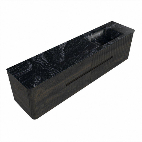 Mondiaz CIRO-DLUX Meuble de salle de bains - 190x45x50cm - Plan vasque Solid surface Lava - 1 lavabo à droite - 1 trou de robinet - 4 tiroirs - Shadow SW1532504