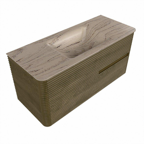 Mondiaz CIRO-DLUX Ensemble de meubles de salle de bains - 110x45x50cm - Plan-vasque solid surface Arena - 1 bassin Central - 1 trou de robinet - 2 tiroirs - Dusk SW1533119