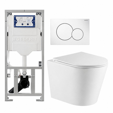 QeramiQ Dely Pack WC - réservoir encastré Geberit UP320 - plaque de déclenchement blanche - WC - Abattant WC - blanc mat SW643467