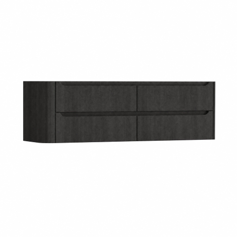 H&R Badmeubelen Juice Wastafelonderkast - 160x45x50cm - linkerhoek afgerond - 4 lades - geïntegreerde greep - basalt SW1490845