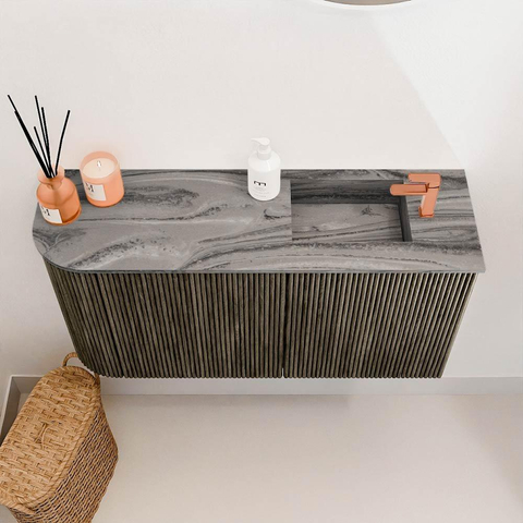 Mondiaz JOYA-DLUX 81.6cm toiletmeubel - ronding links kleur Shadow - Wastafel FAYE positie Rechts 1 kraangat kleur Sombra. SW1425220
