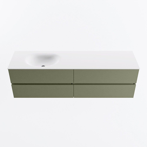Mondiaz VICA Ensemble meuble de salle de bains - 170cm - army - 4 tiroirs - Lavabo MOON - gauche - sans trou de robinet - couleur talc - Version XL 60cm de haut SW1189222