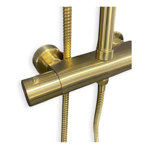 Wiesbaden Caral Thermostatische regendoucheset - opbouw - PVD - geborsteld messing (goud) SW373304
