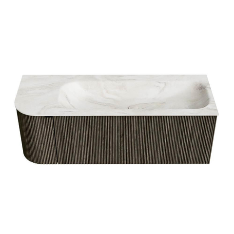 Mondiaz KURVE-DLUX Ensemble de meubles de salle de bains - 125x46x40cm - 1 tiroir - 1 porte - lavabo solid surface - droit - sans trou de robinet - Shadow SW1414456