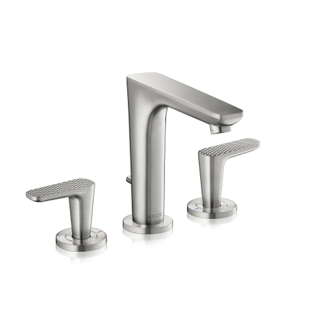 AXOR Citterio C wastafelkraan - cubic cut - 3-gats - met trekwaste - brushed nickel (rvs) SW1152143