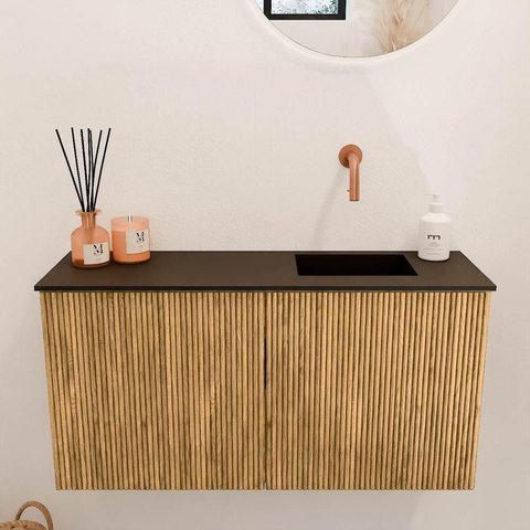 Mondiaz JOYA 80cm meuble de salle de bains - couleur Chêne - Vasque FAYE position Droite Sans trou de robinet couleur Urban SW1421249