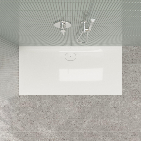 Villeroy & Boch Ecora douchebak - 170x80x3.5cm - afvoer lange zijde - white alpine (wit) SW1558879