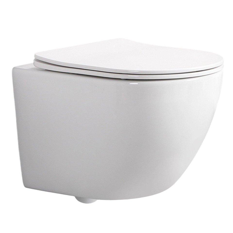 QeramiQ Dely Swirl Ensemble WC Compact - réservoir à encastrer QeramiQ flush - abattant fin - plaque de commande métallique cuivre - boutons ronds - blanc brillant SW1590497