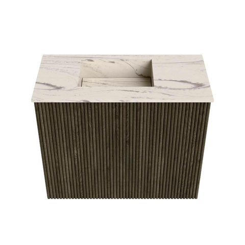 Mondiaz JOYA-DLUX 50cm toiletmeubel - kleur Shadow - Wastafel FAYE positie Links 1 kraangat kleur Nata. SW1424945