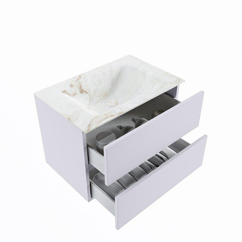 MONDIAZ VICA-DLUX Ensemble meuble de salle de bains - 70cm - meuble sous-vasque cale - 2 tiroirs - lavabo encastré cloud central - 1 trou de robinet - version haute 60cm - frape SW1088996