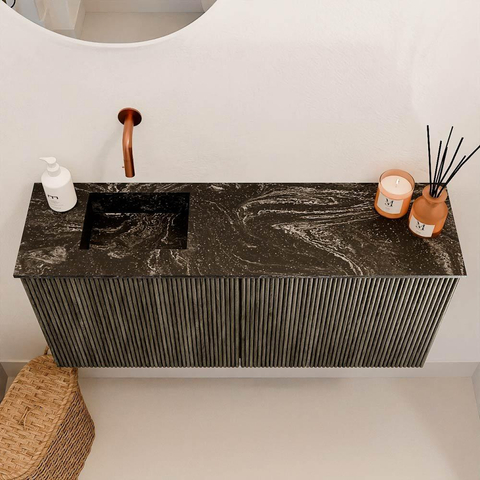 Mondiaz JOYA-DLUX 90cm toiletmeubel - kleur Shadow - Wastafel FAYE positie Links Zonder kraangat kleur Lava. SW1422858