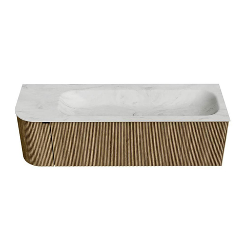 Mondiaz KURVE-DLUX Badkamermeubelset - 145x46x40cm - 1 lade - 1 deur - wastafel solid surface - rechts - 1 kraangat - Dusk SW1414939
