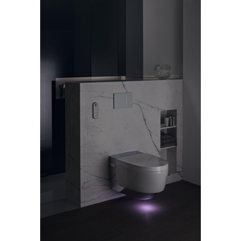Geberit AquaClean Mera Comfort Douche WC - geurafzuiging - warme luchtdroging - ladydouche - softclose - glans/chroom afdekplaatje - glans wit GA13633