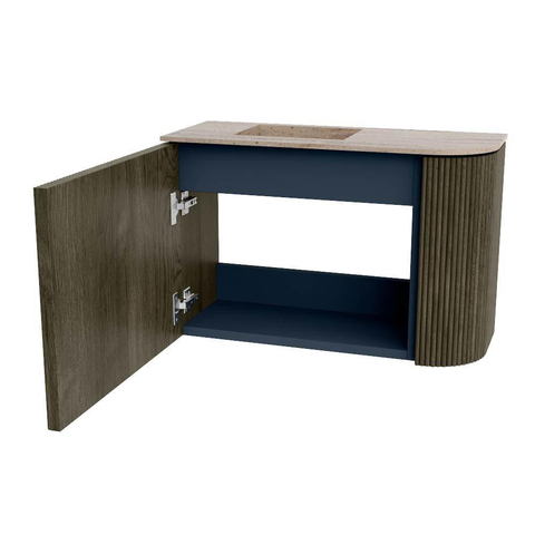 Mondiaz JOYA-DLUX Meuble de salle de bains 61,6cm - arrondi droite couleur Shadow - Vasque FAYE position Gauche 1 trou de robinet couleur Saba. SW1425131