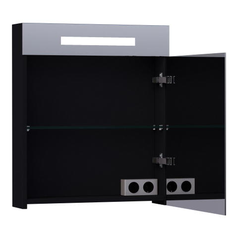 BRAUER Promise Deluxe armoire de toilette – 59 x 70 x 15 cm – LED directe – ouverture à droite – Noir mat SW371684