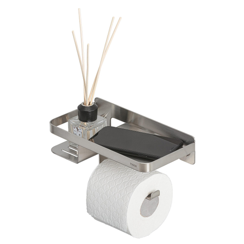 Tiger Caddy Porte-rouleau de papier toilette avec tablette Acier inoxydable brossé SW877202