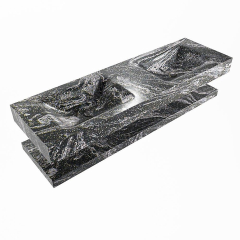 Mondiaz ALAN-DLUX Ensemble de meuble - 150cm - meuble Lava mat - 0 tiroirs - Lavabo Cloud Lava suspendu - vasque Gauche et droite - 0 trous de robinet SW809271