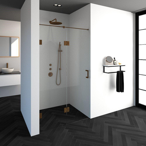 BRAUER Créer porte de douche 120x200cm 2 pièces sans cadre avec anti-calcaire et verre de sécurité 8mm cuivre SW486629