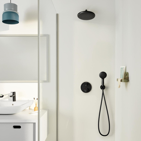 Grohe Precision Showerset - compleet - handdouche diameter 11cm - 2 straalsoorten - hoofddouche diameter 25cm - matte black (mat zwart) SW1126466