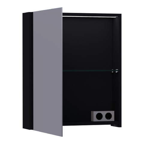BRAUER Impress Deluxe armoire de toilette – 59 x 70 x 15 cm – Éclairage LED – ouverture à gauche – Noir mat SW371796