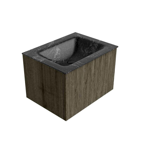 Mondiaz KURVE-DLUX Ensemble de meuble de salle de bains - 60x46x40cm - 1 tiroir - lavabo solid surface - central - 1 trou de robinet - Shadow SW1414632