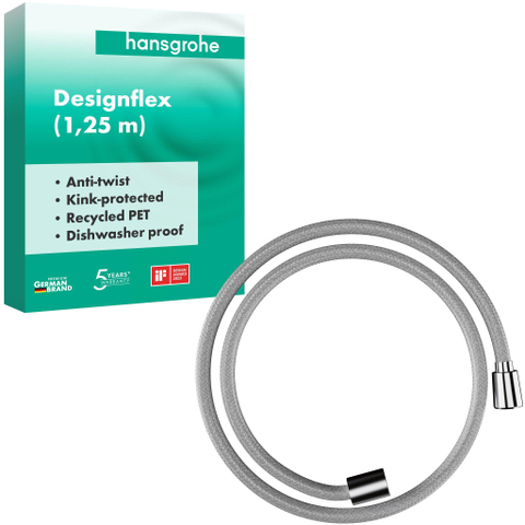 Hansgrohe Designflex Textiel - doucheslang - 125cm - hoogglans chroom SW918814