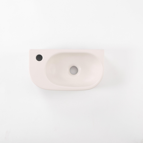 QeramiQ Pure Fontein - 40x22x12cm - glad - halfrond - kraangat links - keramiek - linnen SW1449883