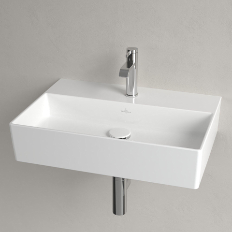 Villeroy & Boch memento 2.0 wastafel - voor handdoekhouders - 60x42cm - zonder overloop - met 1 kraangat CeramicPlus - White Alpine (glans wit) SW358416