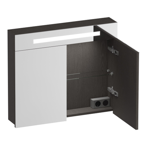 BRAUER Promise armoire de toilette – 80 x 70 x 15 cm – LED directe en haut – 2 portes – Timber Anthracite SW1203723