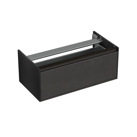 Forzalaqua Reno 2.0 wastafelonderkast 100x51x40cm met 1 softclose greeploze lade Massief Eiken Black oiled SW492323