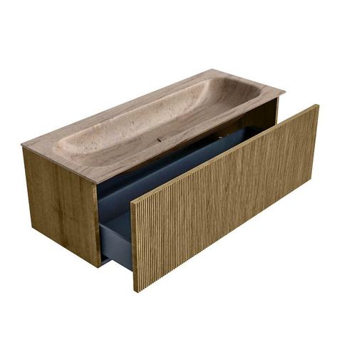 MONDIAZ KURVE-DLUX 120cm badmeubel kleur Dusk met 1 lade en 0 deuren. Wastafel BIG LARGE Midden 2 kraangaten Saba. SW1433362