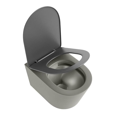 Mondiaz LAVIE WC suspendu – sans bride – 36 x 53 cm – avec abattant softclose – Smoke (brun clair), abattant Dark grey (gris) SW1208609
