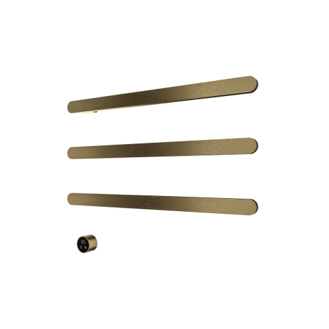 Hotbath &MORE Handdoekradiator - 80x57cm - soft square - 3 stangen - horizontaal - met schakelaar - PVD - geborsteld messing (goud) SW1245823