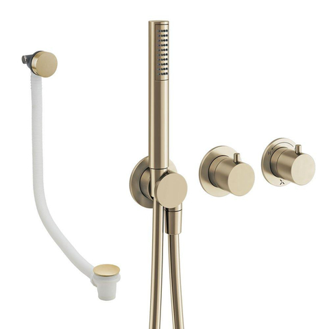 Crosswater MODULE Handdoucheset - 2 hendels - badafvoer - handdouche - geborsteld messing (goud) SW1472411