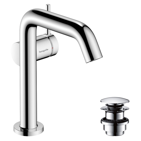 Hansgrohe Tecturis s 1 greeps wastafelkraan - 150 Fine - coolstart - met PushOpen - waste set - hoogglans chroom SW918624