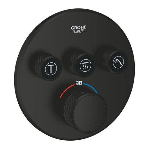 GROHE Grohtherm SmartControl afbouwdeel - rond - thermostatisch - 3 functies - mat zwart SW1477590