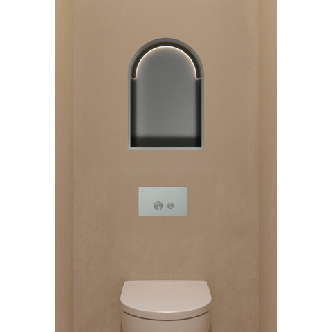 Hotbath &MORE Inbouwbox of inbouwnis Toogmodel - 30x45x10 - met LED - IP44 - PVD - geborsteld gunmetal (antraciet) SW1246516
