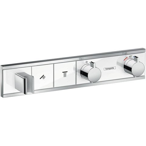 Hansgrohe Rainselect Afbouwdeel - voor inbouw douchekraan - thermostatisch - voor 2 functies - met handdouchehouder - 45.6x90cm wit/chroom - thermostaat - wit chroom SW157085