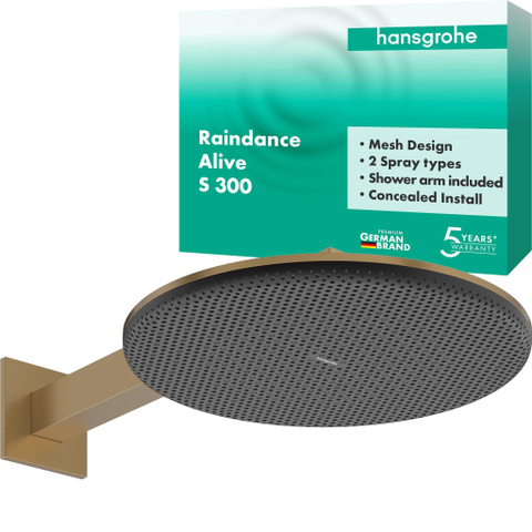 Hansgrohe Raindance Alive S Hoofddouche 300 - 2jet - met douche-arm - geborsteld brons (brons) SW1388593