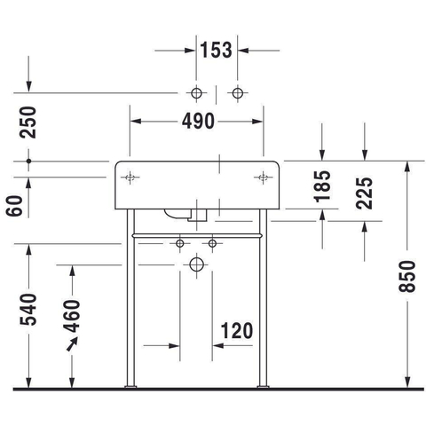 Duravit Scola Wastafel - 61.5x46cm - met 1 kraangat - met overloop - glans wit 0304123