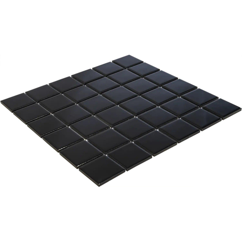 The Mosaic Factory Barcelona mozaïektegel - 30.9x30.9cm - wandtegel - Vierkant - Porselein Black Glans SW62173