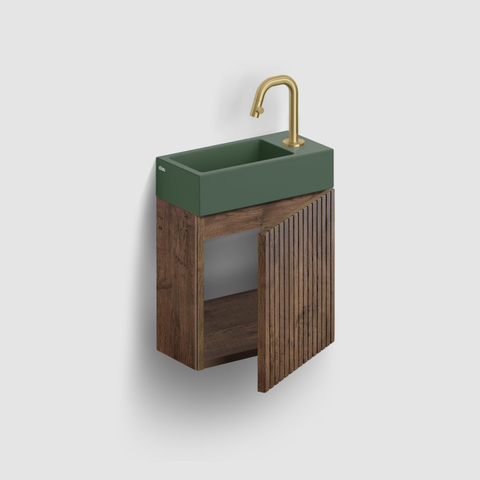 Clou Flush 3 Lave-mains 36x18x9cm avec trou de robinet droite céramique vert pin mat SW795726