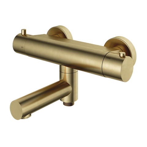 Hotbath Buddy Thermostatische badmengkraan - met wegdraaibare uitloop omstel uitloop - geborsteld messing goud SW73697