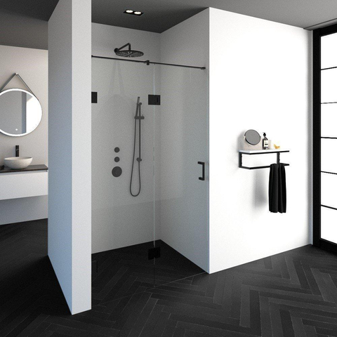 BRAUER Void nisdeur 2-delig helder glas 120x200 omkeerbaar met draaideur 60 aan glas incl. glascoating mat zwart SW223823