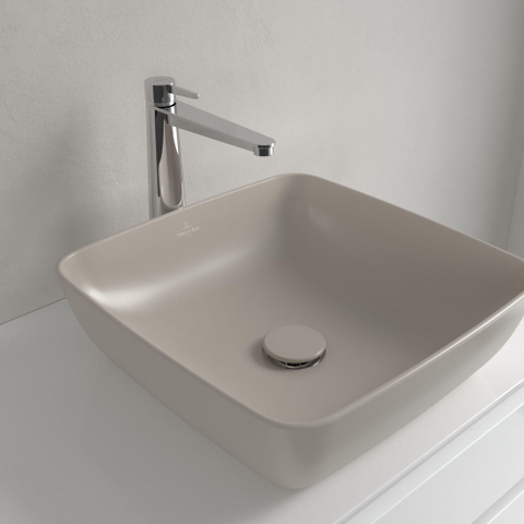 Villeroy & Boch Artis opzetwastafel - 41cm vierkant - zonder kraangat CeramicPlus - almond (beige) SW1387013
