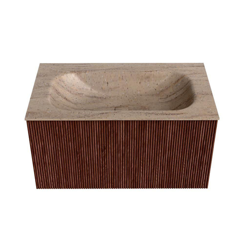 MONDIAZ KURVE-DLUX Meuble de salle de bains 80cm couleur Ruby avec 1 tiroir et 0 porte. Lavabo BIG SMALL Central 1 trou de robinet Saba. SW1434052