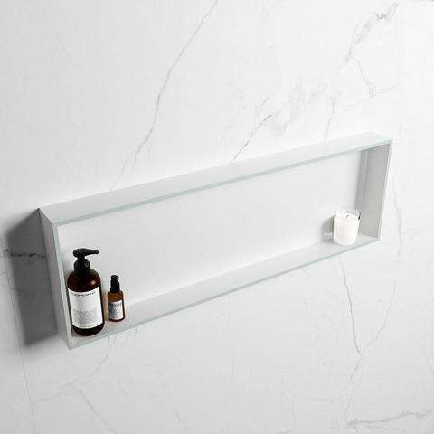 Mondiaz Easy nis 29.5x89.5x8cm voor Inbouw/opbouw 1 open vak Solid surface Talc/Greey SW643700