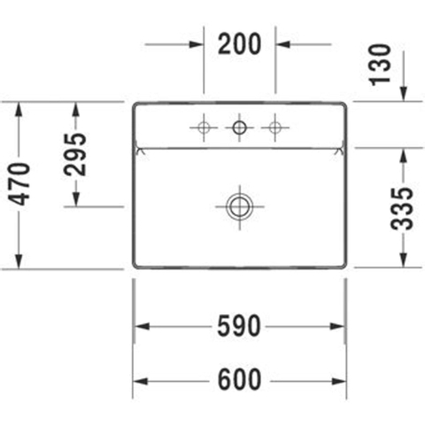 Duravit Durasquare Opzetwastafel - zonder overloop - met 1 kraangat - 60x47cm - met afvoerventiel en keramische afdekkap - glans wit SW203932